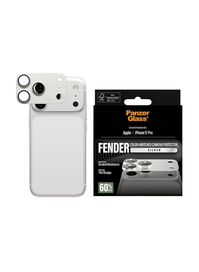 بانزرجلاس حماية كاميرا بانزر جلاس Fender كاملة ايفون 17 برو - فضي - Image 1